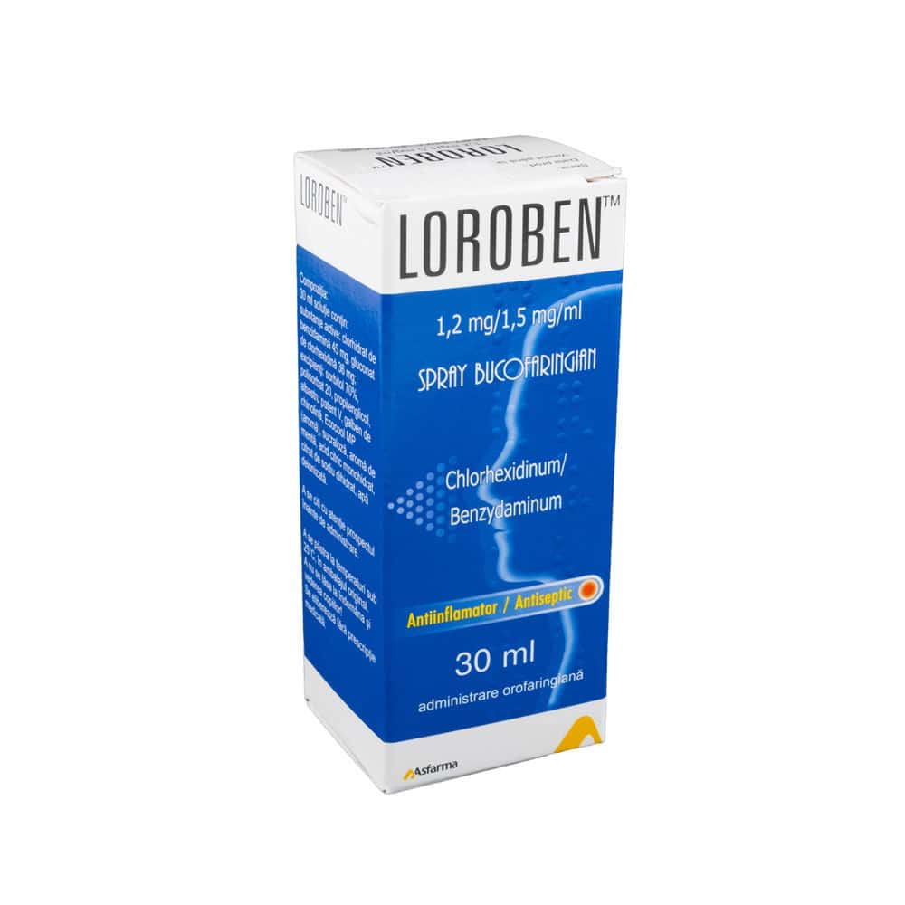 Loroben spray bucofaring. 1,2mg+1,5mg/ml 30ml