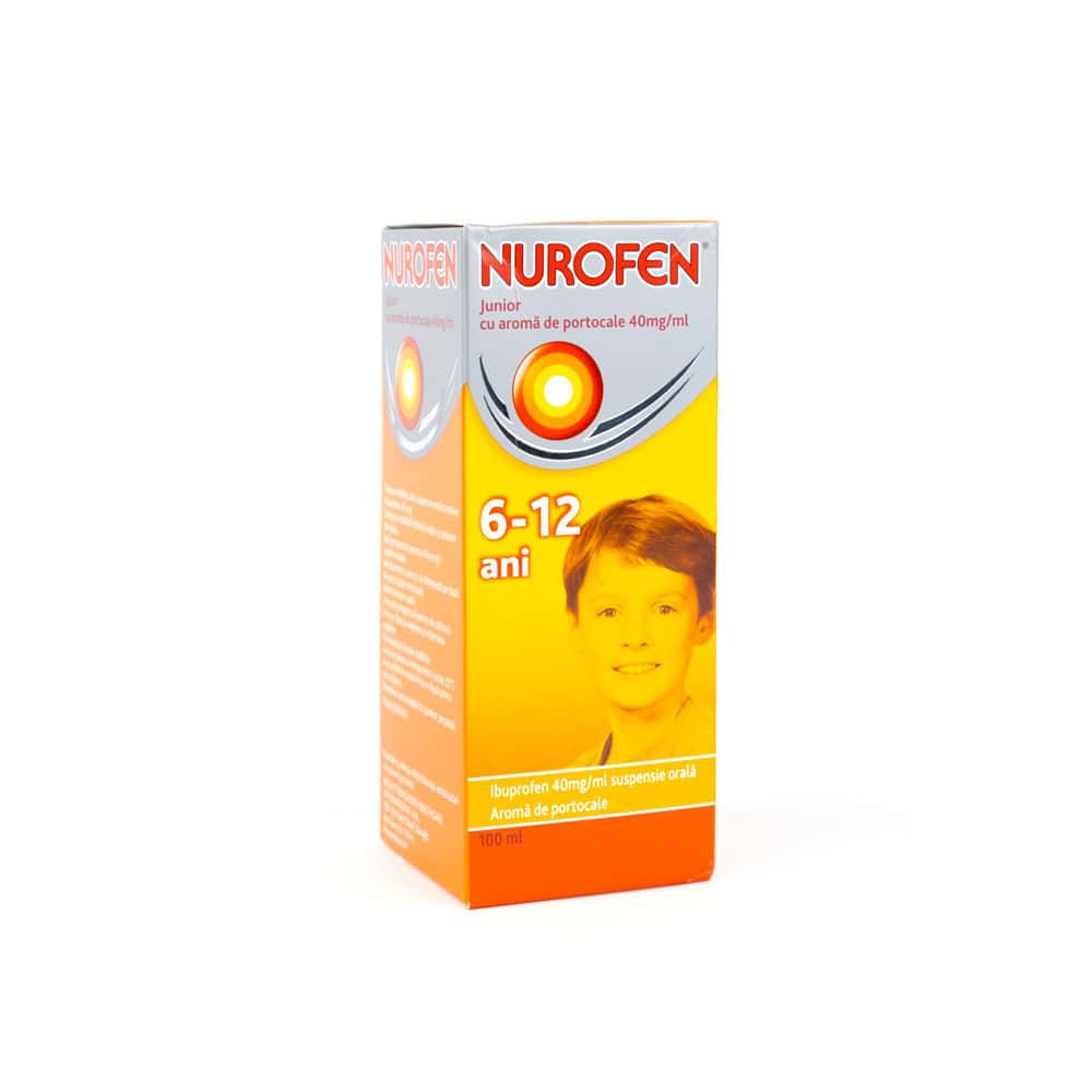 Nurofen Junior cu aroma de portocale 200mg/5ml 100ml susp. orala.