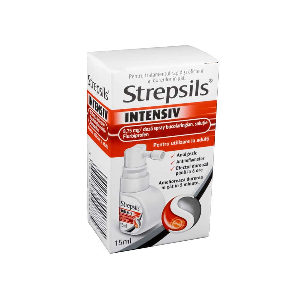 Strepsils Intensiv spray bucofaring. 8,75mg/doza 15ml