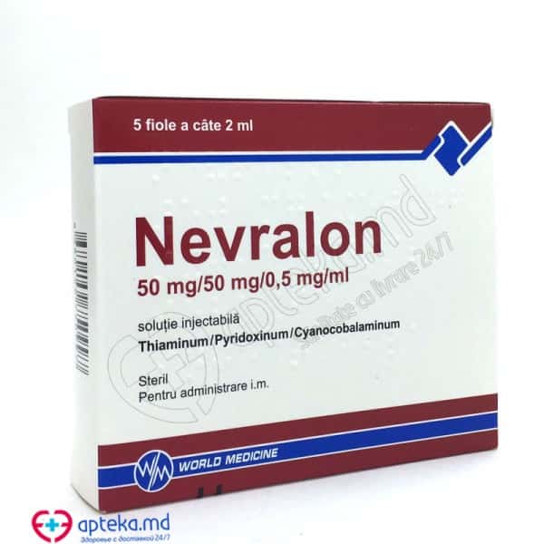 Nevralon 50 mg + 50 mg + 0,5 mg/ml 2 ml sol. inj. N5