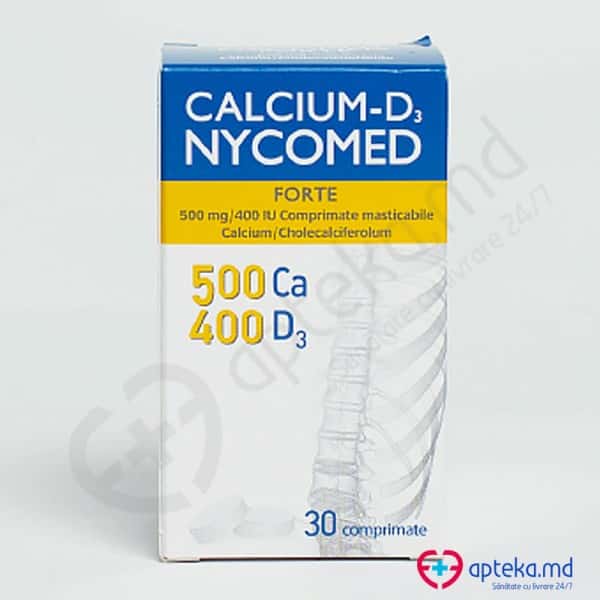 Calcium-D3 Nycomed Forte comp. masticab. 500 mg + 400 UI N30