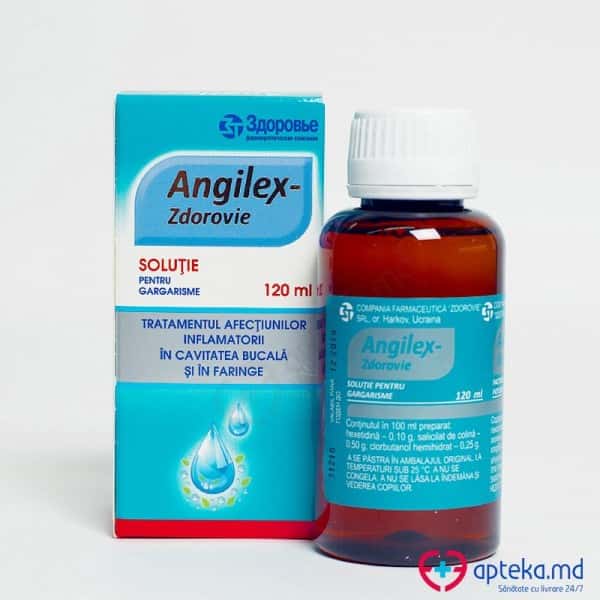 Angilex-Zdorovie 100mg + 500mg + 250mg 120ml sol./gargarisme