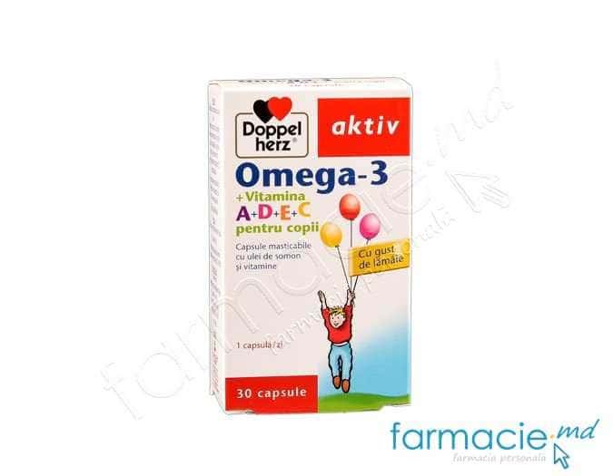 Omega 3 Kids 323mg+Vit.A+D+E+C N30 caps. masticab. (copii-1,adulti-2/zi) Doppelherz