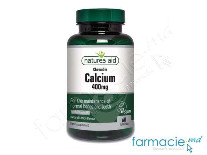 Calciu-D3 comp. masticab. 400 mg + 200UI N60 Natures Aid