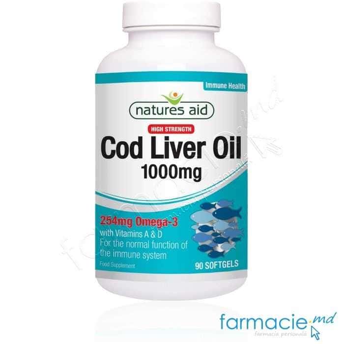 Cod Liver 1000 mg ( vit A, vit D) caps. N90 Natures Aid