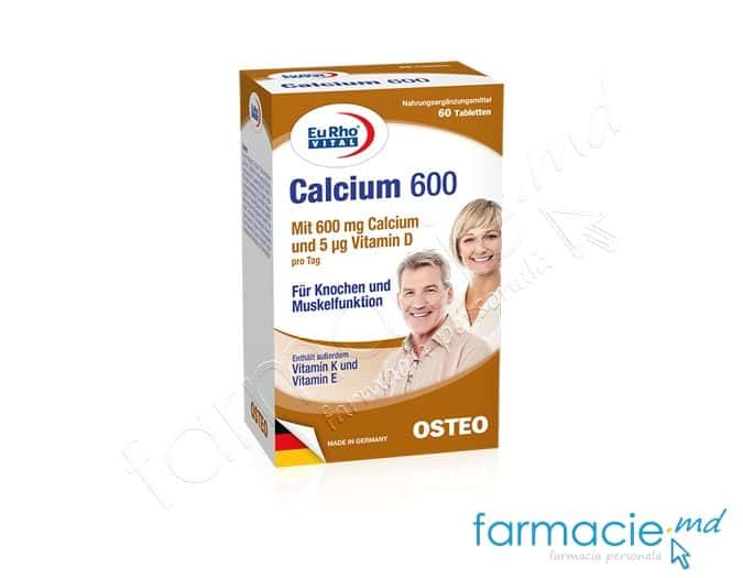 Calcium 600mg +Vitamina D 5mcg + Vitamina K,E comp. N60 EuRho Vital