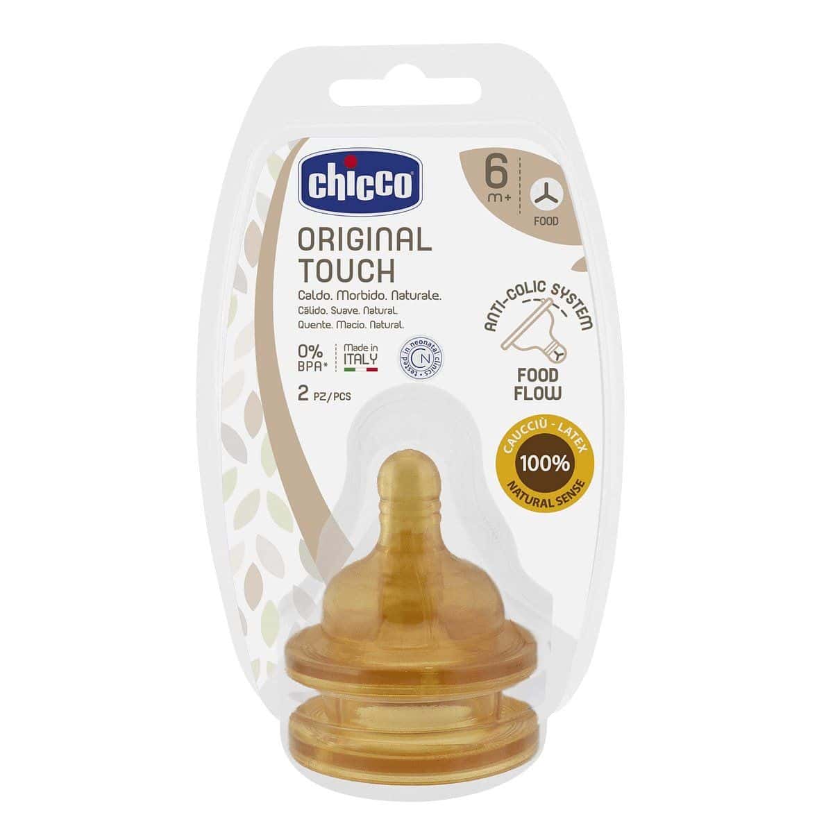 Chicco Tetina Original Touch anticolici, latex, flux terci, 6+, N2 (278560)