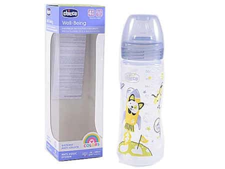 Chicco Biberon plastic Well Being tetina silicon, flux rapid, unisex, 0%BPA, 4+, 330 ml (286373)