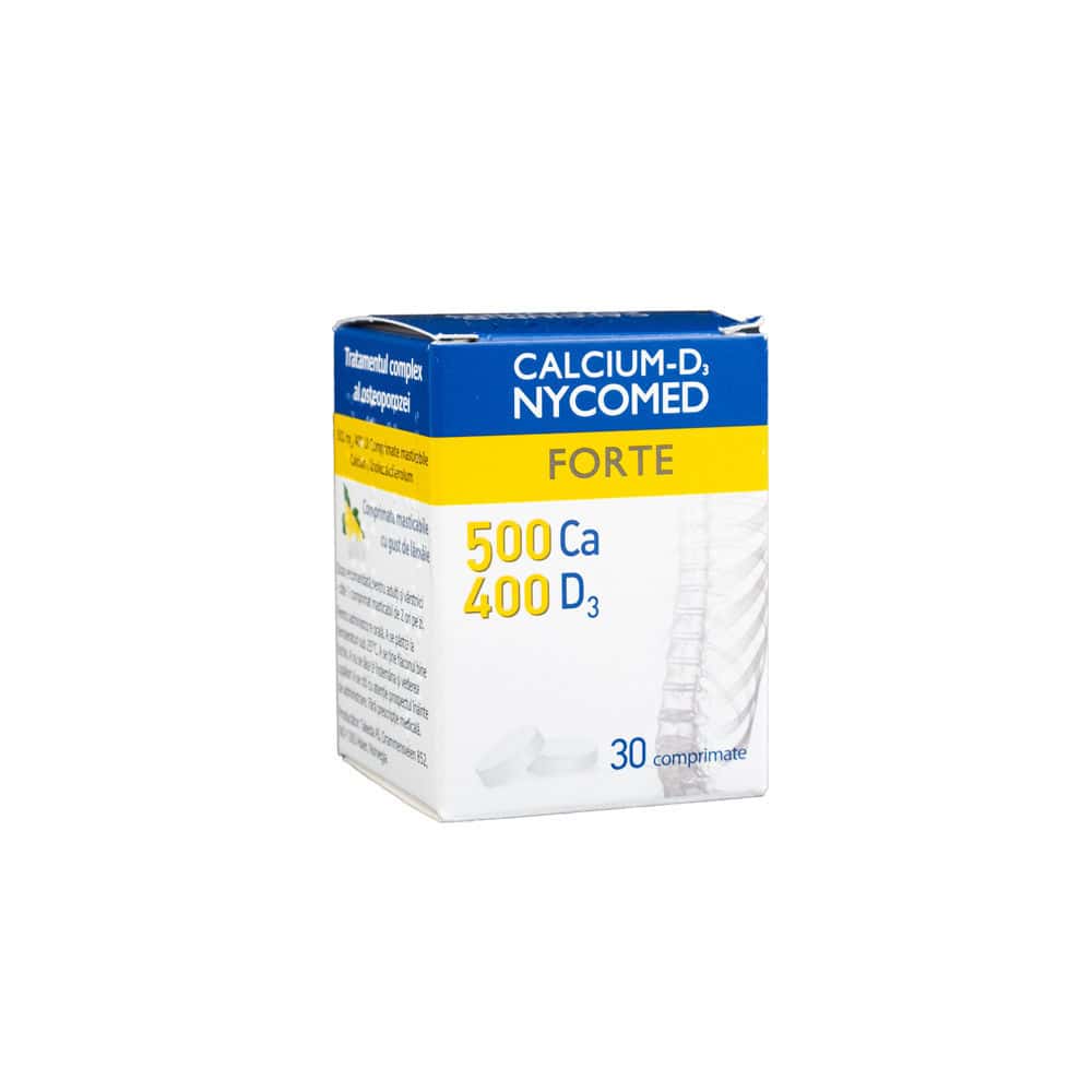Calciu D3 Forte 500mg+400UI comp. N30 (Nycomed)