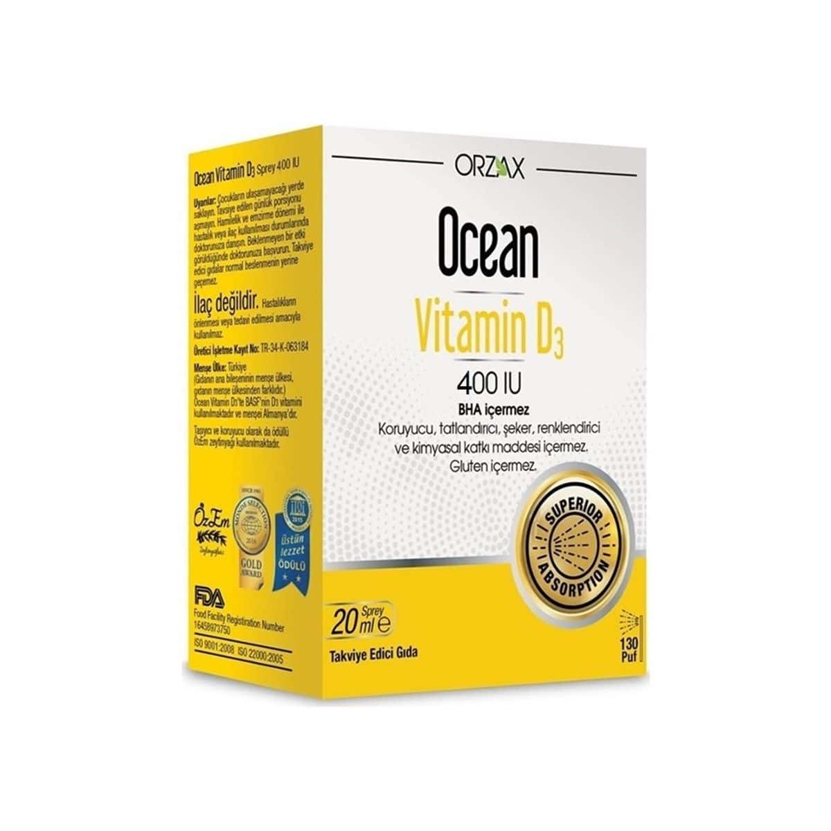 SBA Ocean Vitamin D3 (400UI) spray/puf 20ml